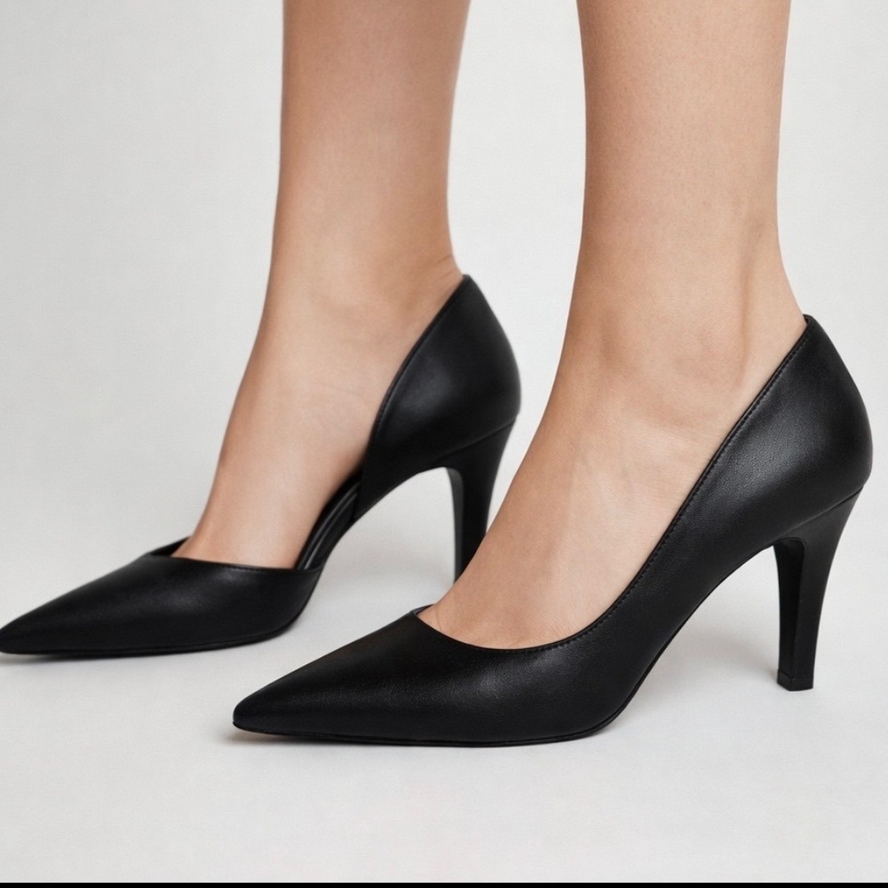 12 Thompson Rochelle Black Pointed Toe Pump d'Orsay High Heels Mens 9.5M‎ BKS